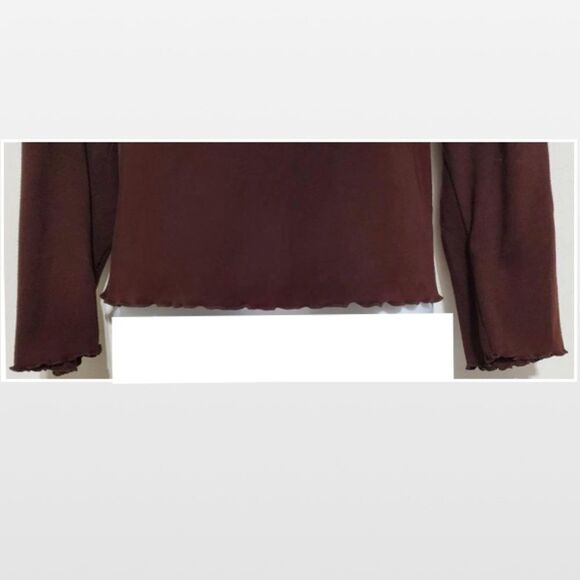 Vintage Brown Long Sleeve V-neck Top - Picture 5 of 16